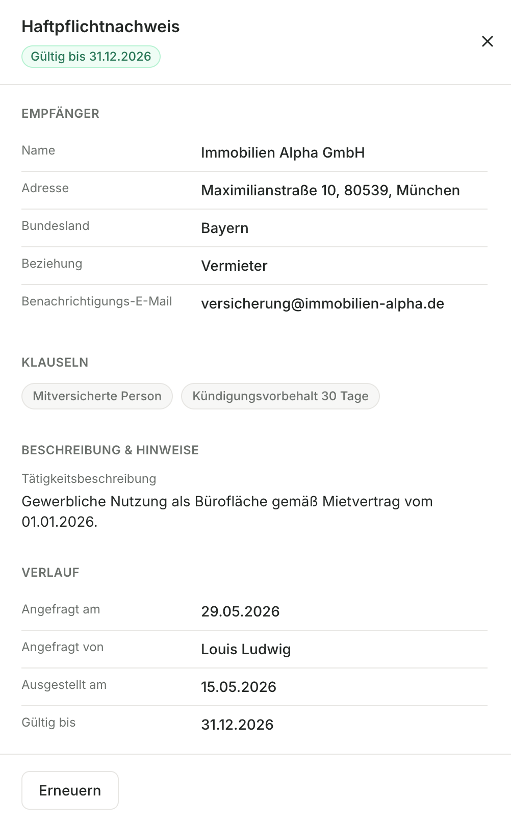 Versicherungsnachweis